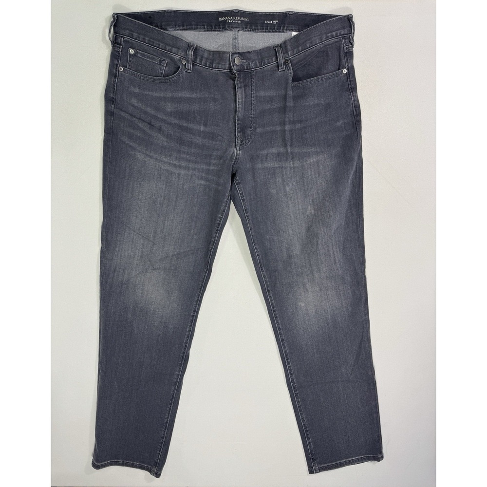 Banana Republic Traveler Denim Jeans Men's 42x34 (42x33) Slim Fit Grey Stretch